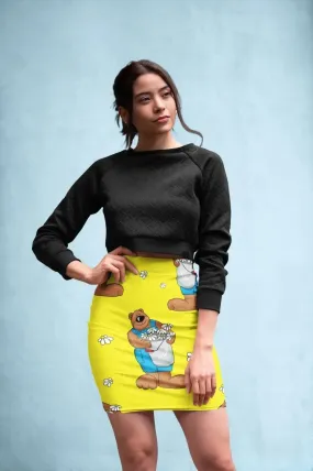 Bear Pattern Pencil Skirt