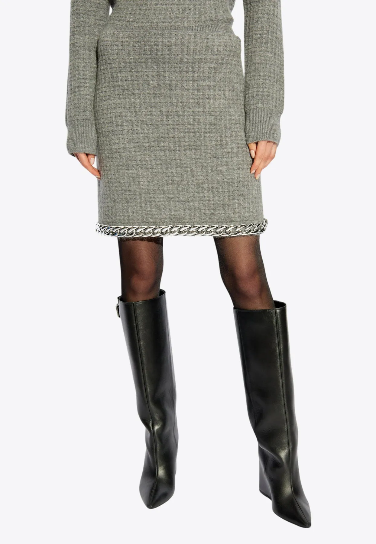 Chain-Detailed Midi Skirt