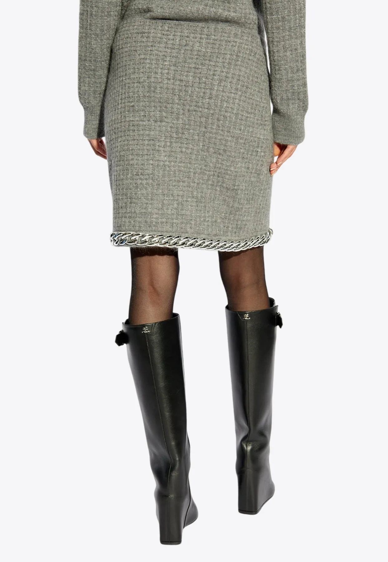 Chain-Detailed Midi Skirt