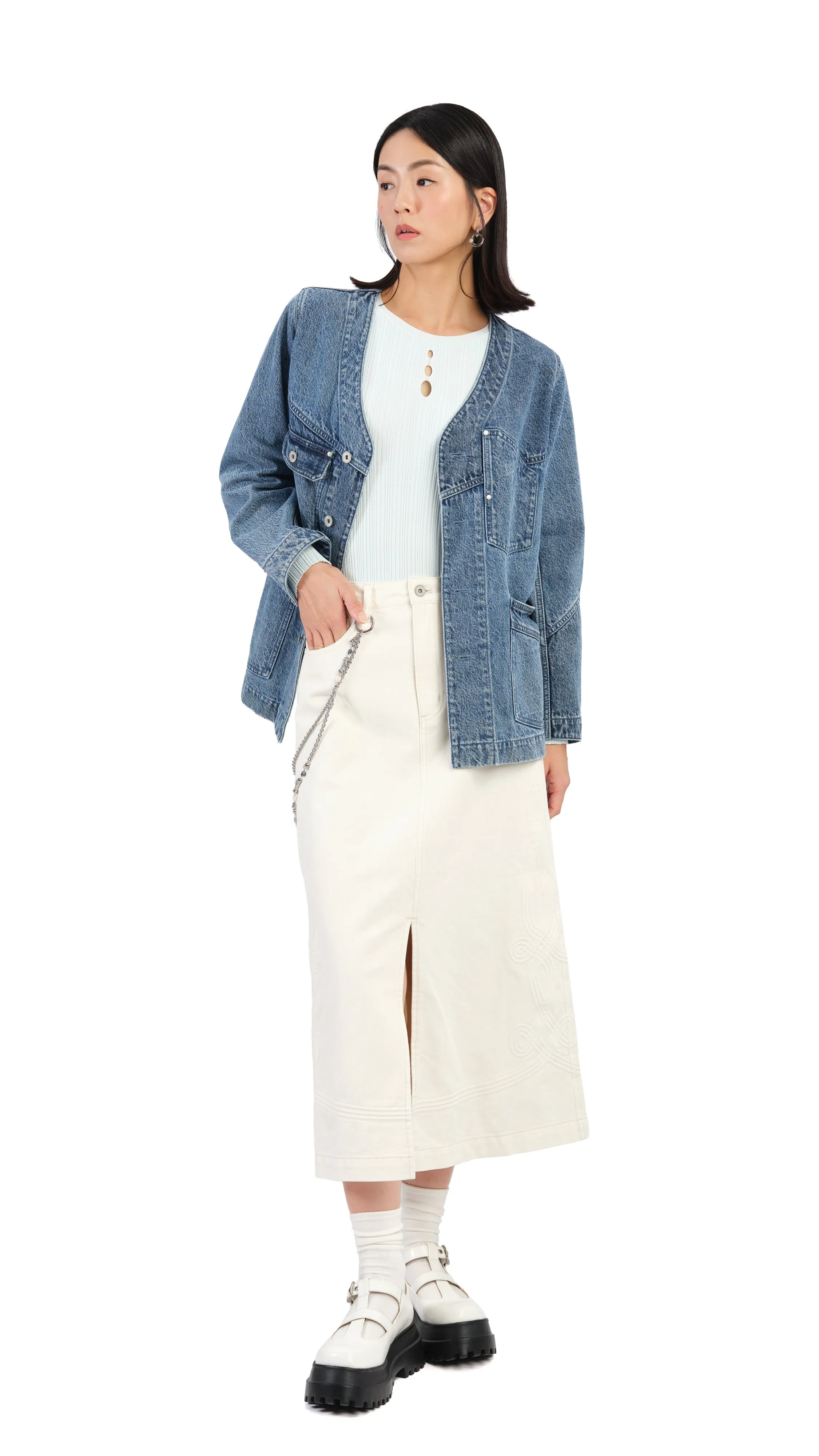 Corded Braiding Pencil Skirt