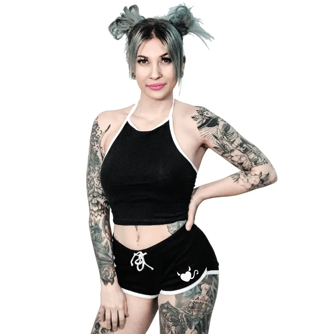 Devil Kitten Heart Black Dolphin Hot Shorts