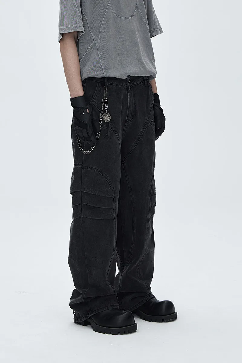 Dragon Scale Wide-leg Jeans