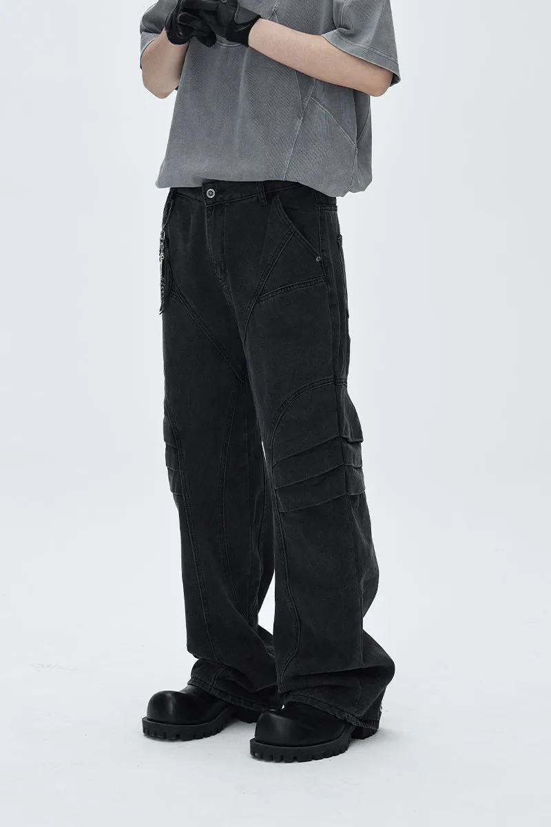 Dragon Scale Wide-leg Jeans