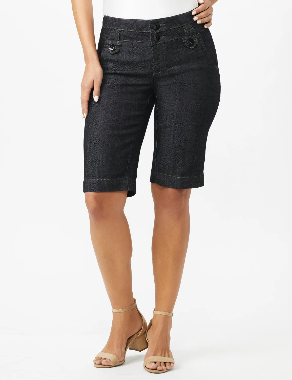 Extended Button Tab Bermuda Short With Inner Beauty