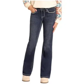 Girl's Rock and Roll Denim Mid Rise Medium Vintage Wash Bootcut Jeans BG4MD04801