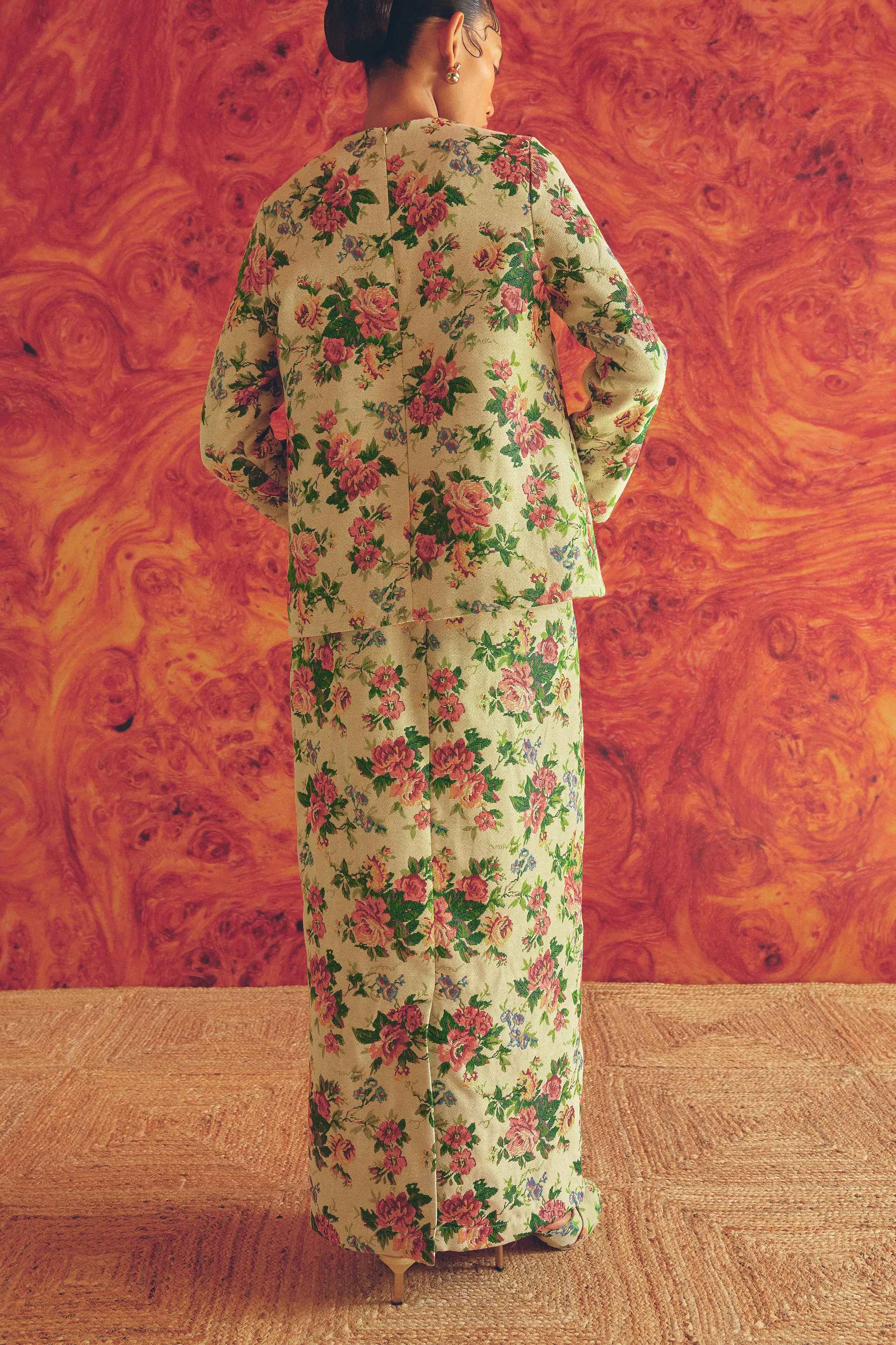 Heritage Brocade Skirt in Chamomile