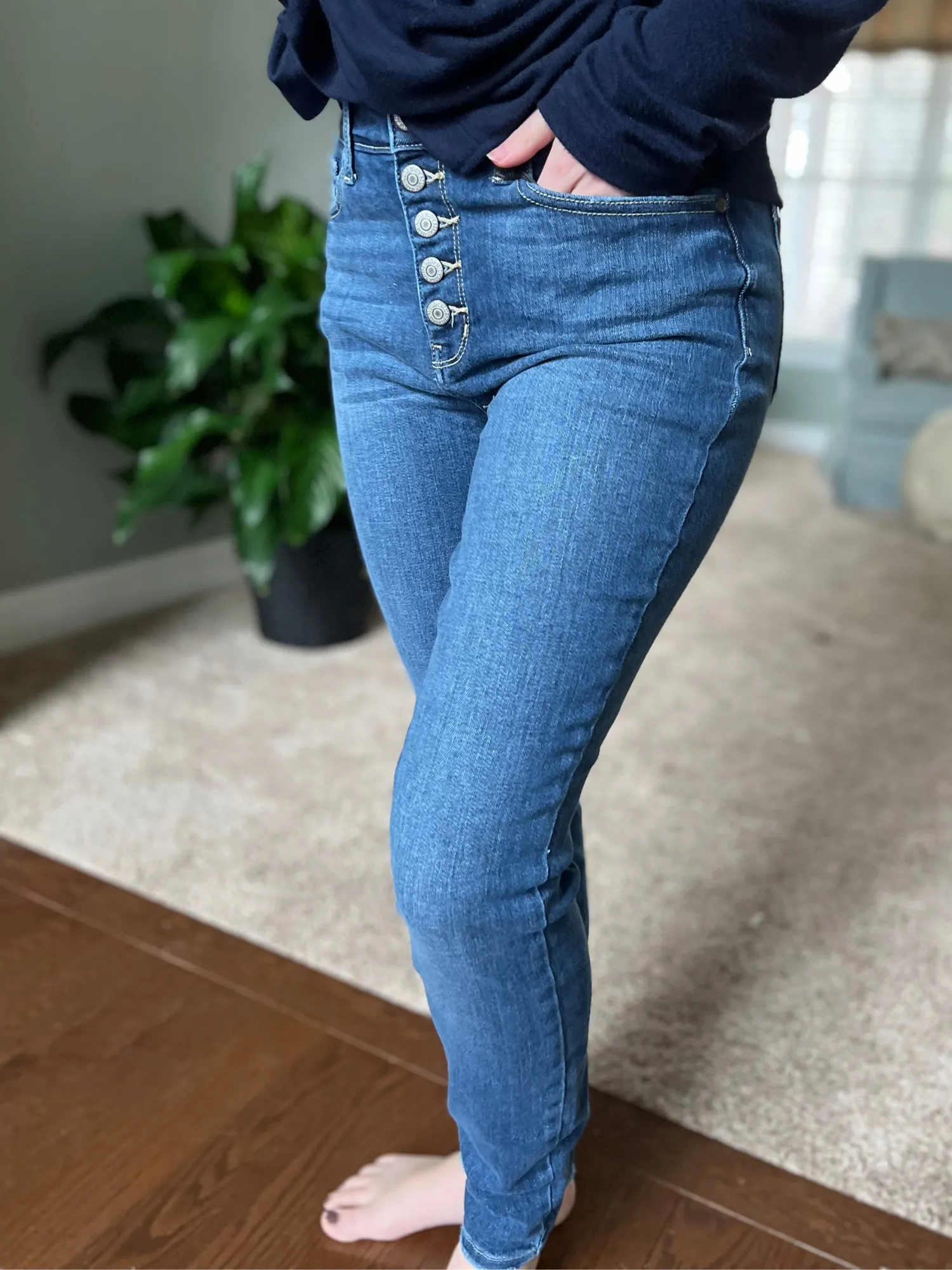 Judy Blue High Rise Button Fly Skinny Jeans