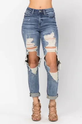 Judy Blue Kortney Straight Leg Jeans (Medium Wash)