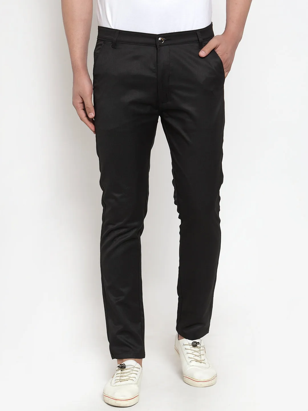 Men's Black Solid Formal Trousers ( FGP 253Black ) - Jainish