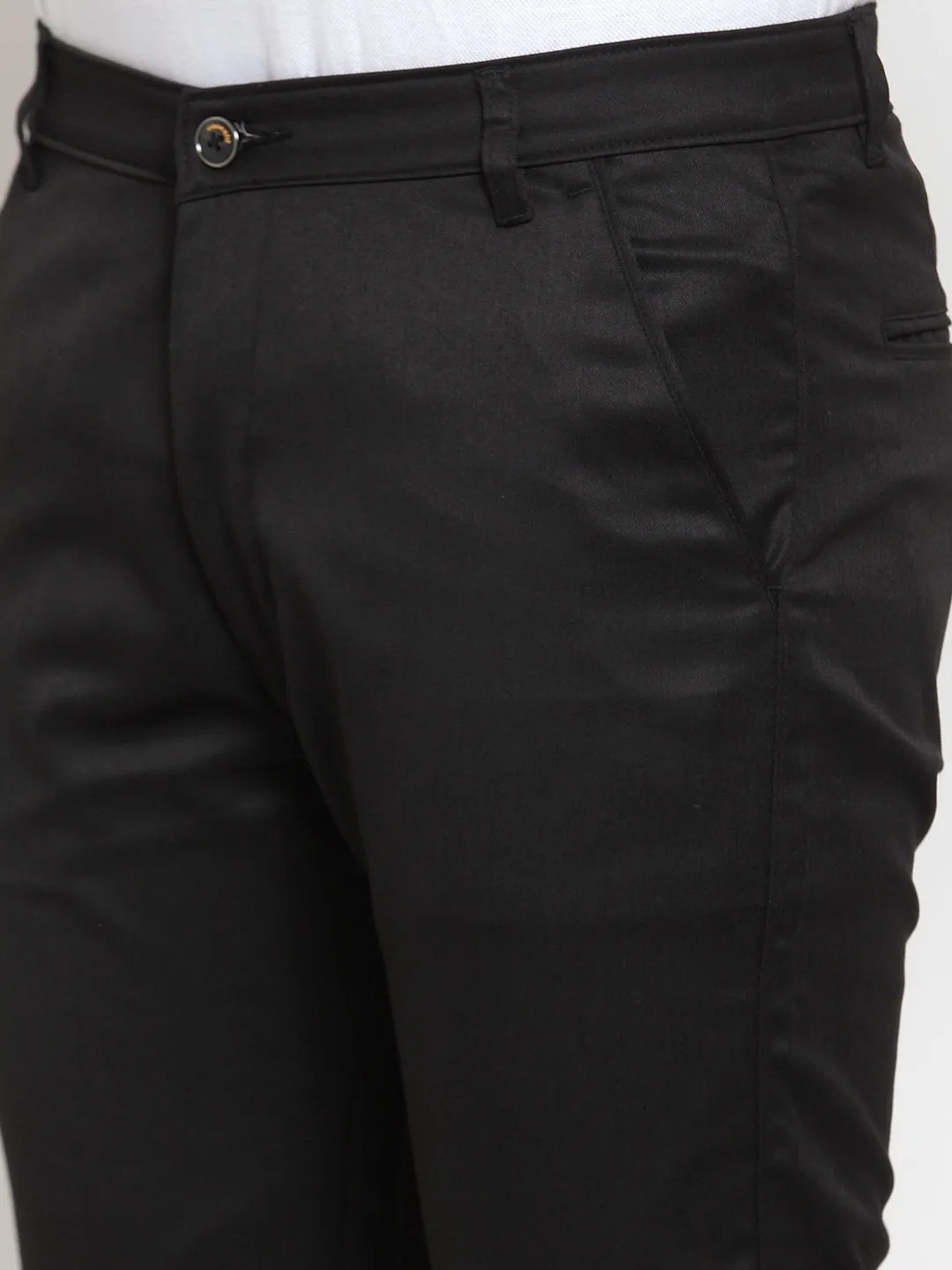 Men's Black Solid Formal Trousers ( FGP 253Black ) - Jainish