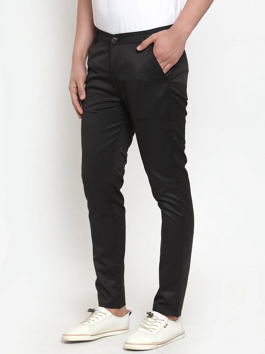 Men's Black Solid Formal Trousers ( FGP 253Black ) - Jainish