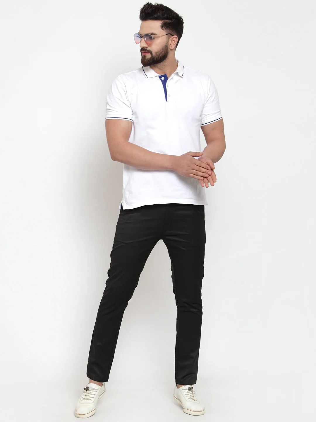 Men's Black Solid Formal Trousers ( FGP 253Black ) - Jainish