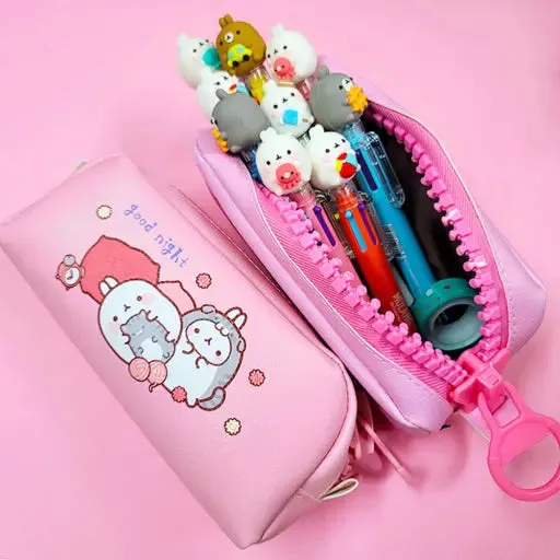 Molang Big Zipper Pencil Case – Kawaii Pastel Edition