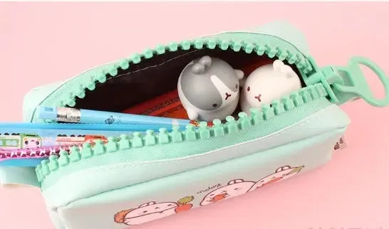 Molang Big Zipper Pencil Case – Kawaii Pastel Edition