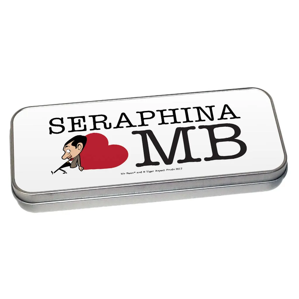Personalised Heart Mr Bean 1 Pencil tin