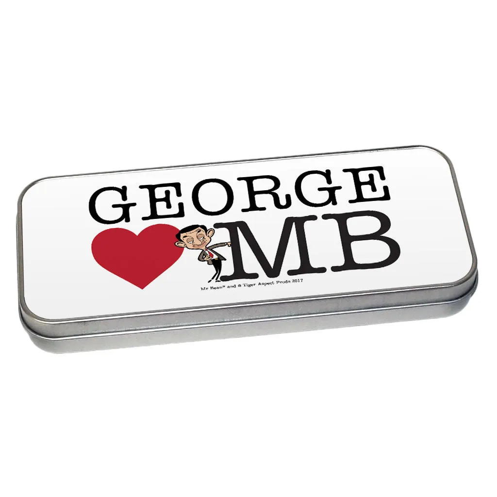 Personalised Heart Mr Bean 2 Pencil tin