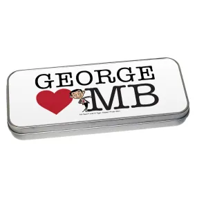 Personalised Heart Mr Bean 2 Pencil tin