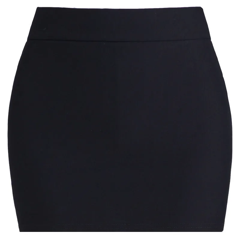 Short Hip Flattering Stretchable Slim Look High Waist Elastic Women Black cm Nightclubs Mini Skirt