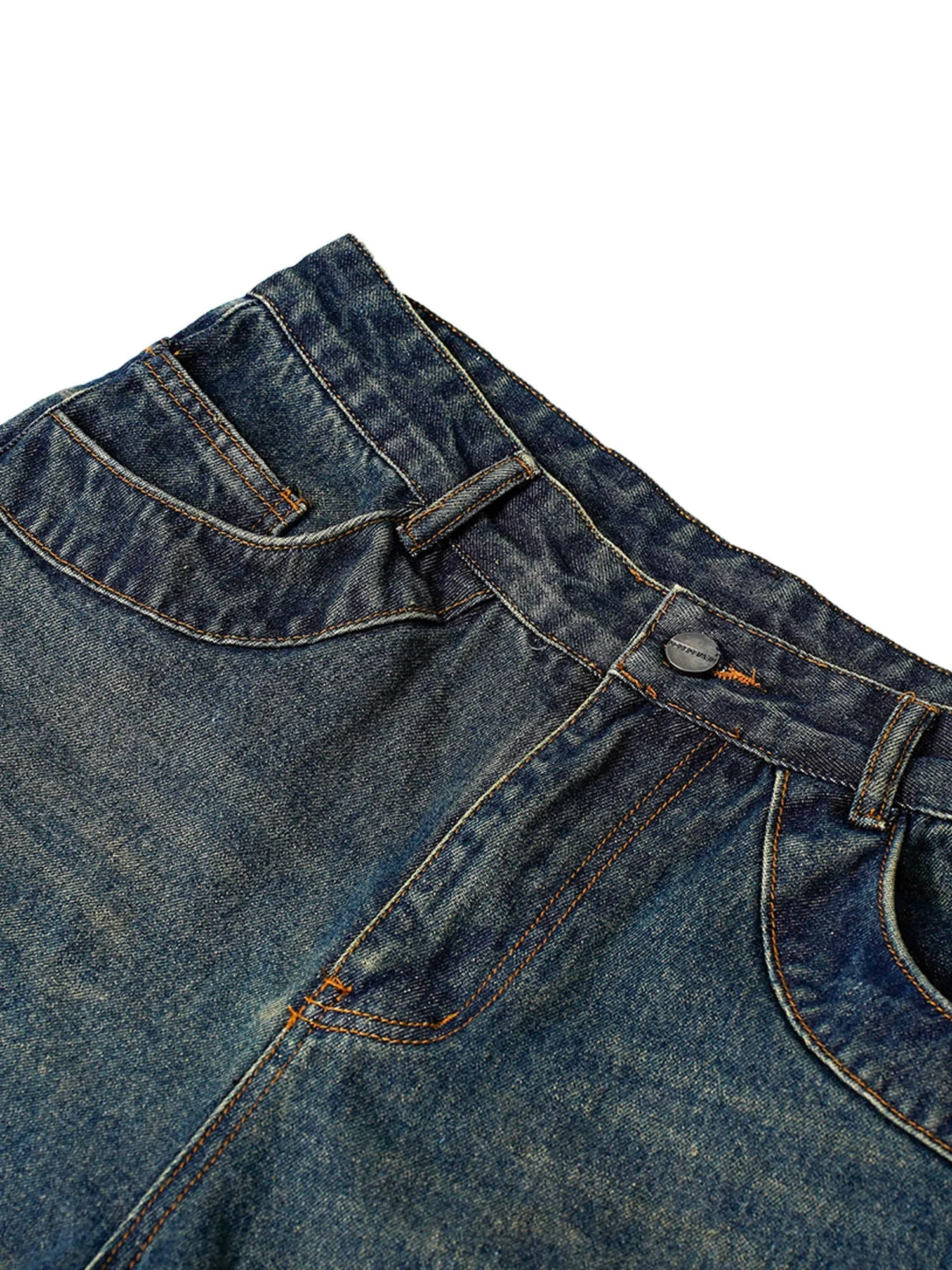 Sneakerhill American High Street Washed Distressed Jeans