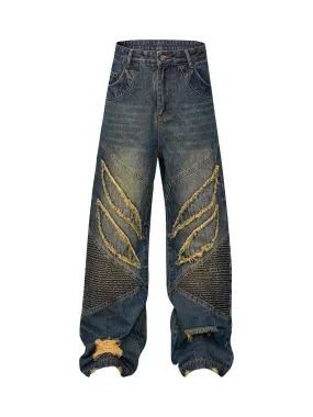 Sneakerhill American High Street Washed Distressed Jeans