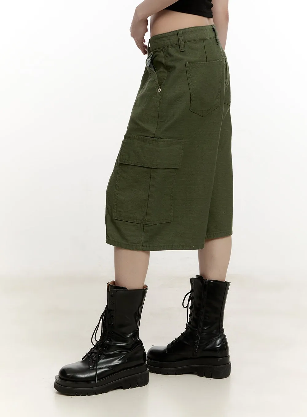 Solid-Color Cargo Shorts CM514