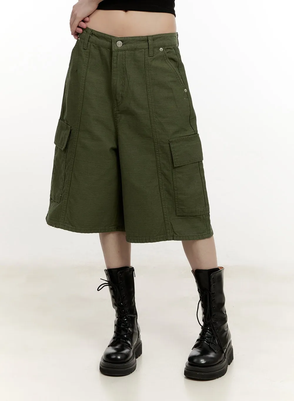Solid-Color Cargo Shorts CM514