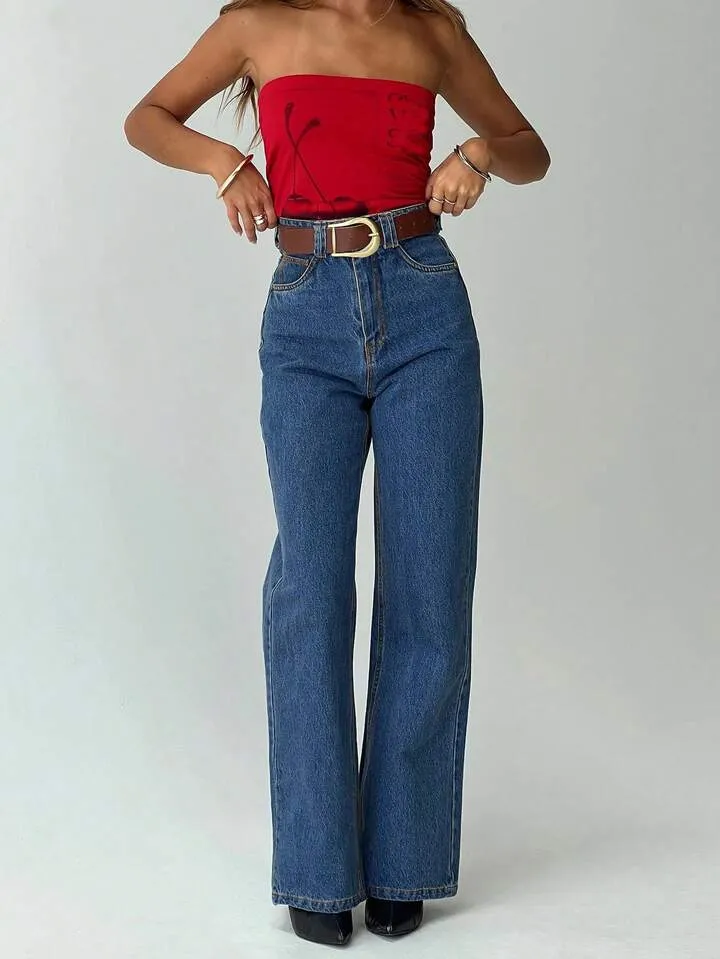 True Blue Wide Leg High Rise jeans