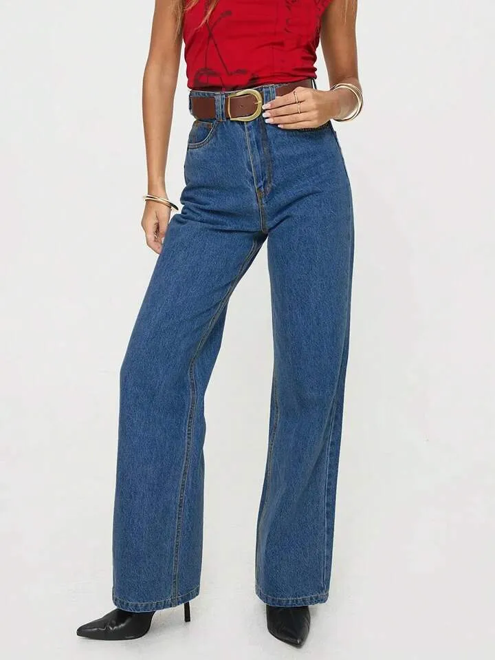 True Blue Wide Leg High Rise jeans