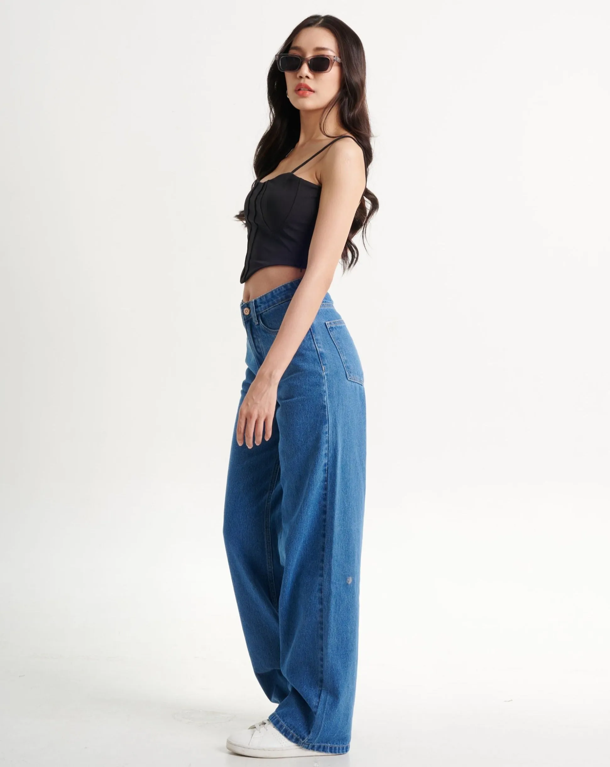 True Blue Wide Leg High Rise jeans