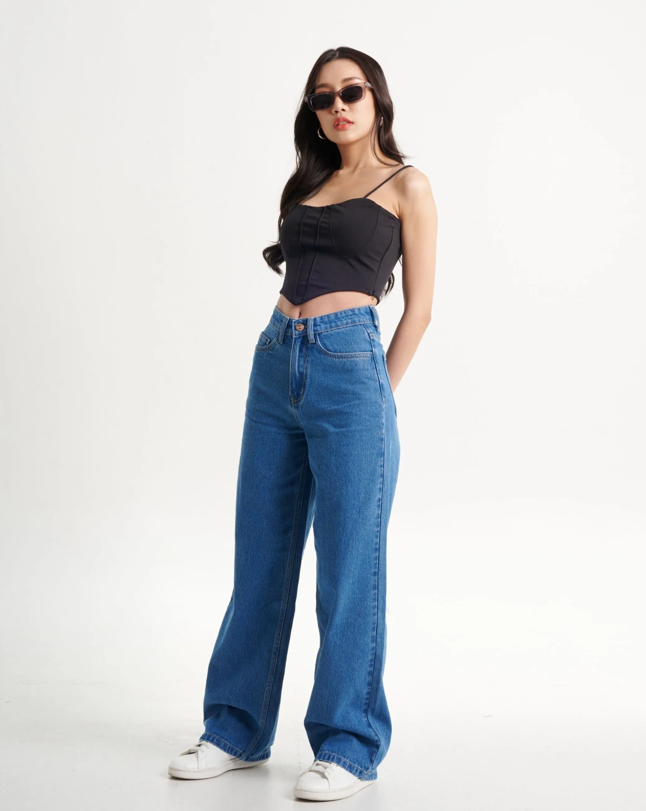 True Blue Wide Leg High Rise jeans