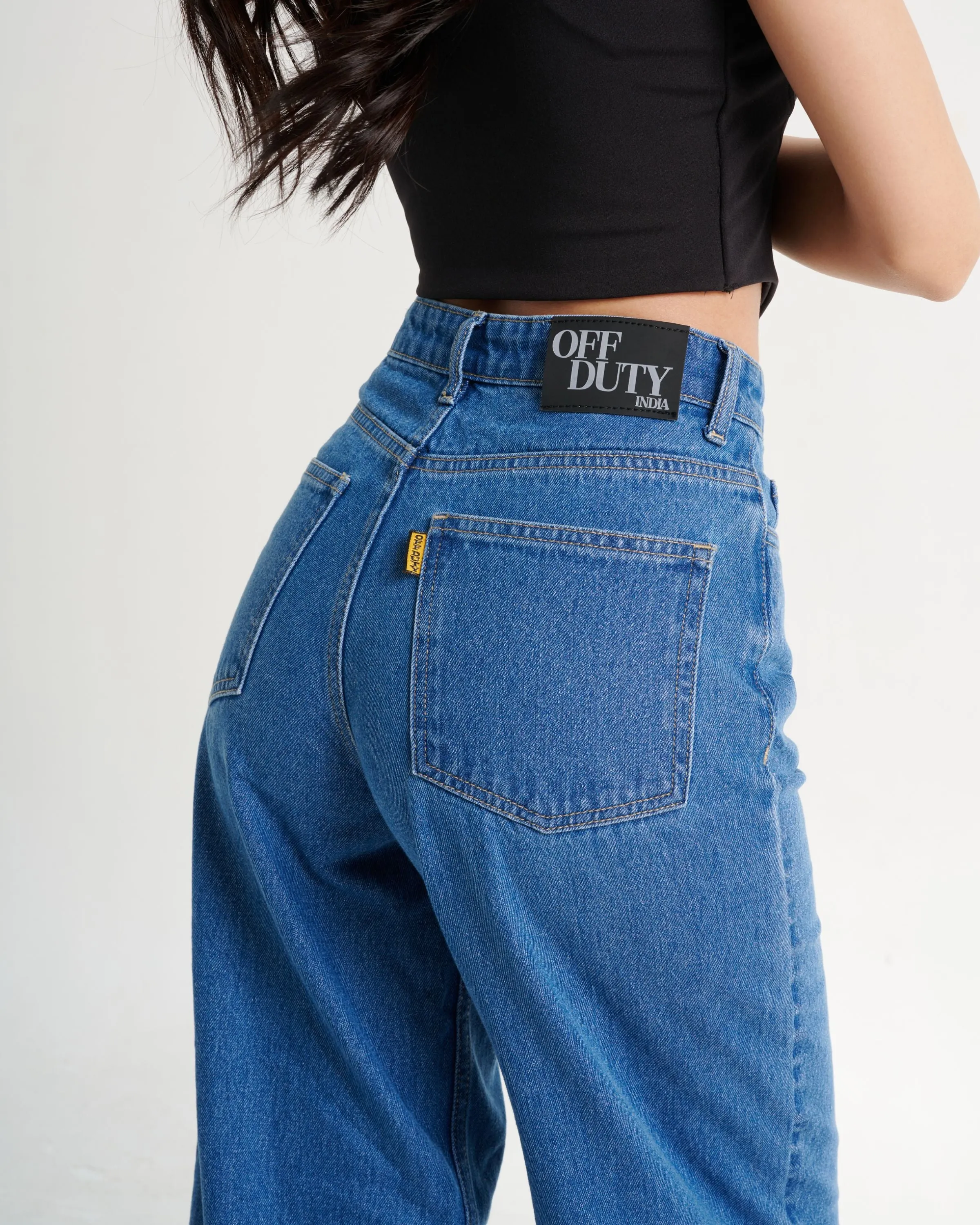 True Blue Wide Leg High Rise jeans