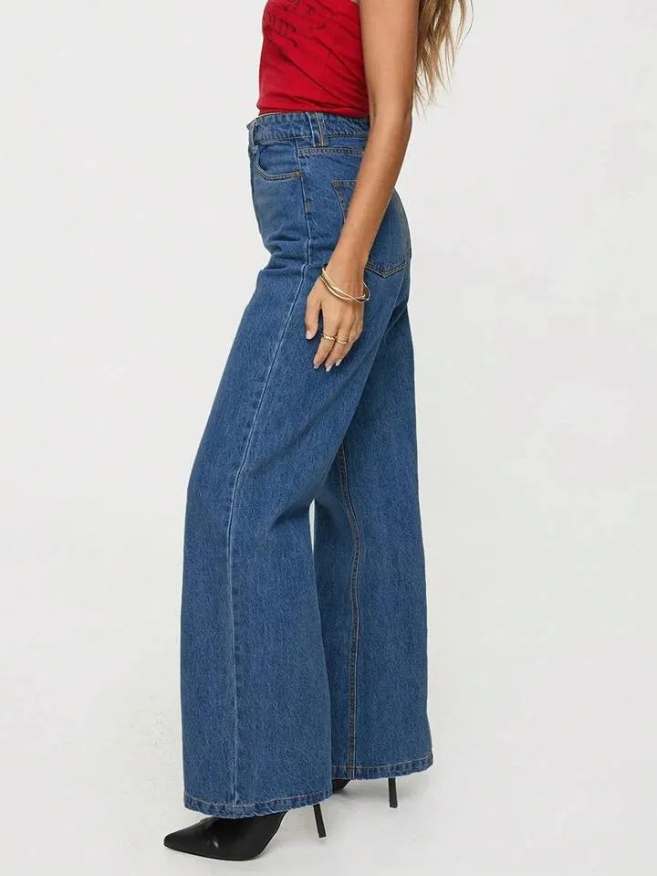 True Blue Wide Leg High Rise jeans
